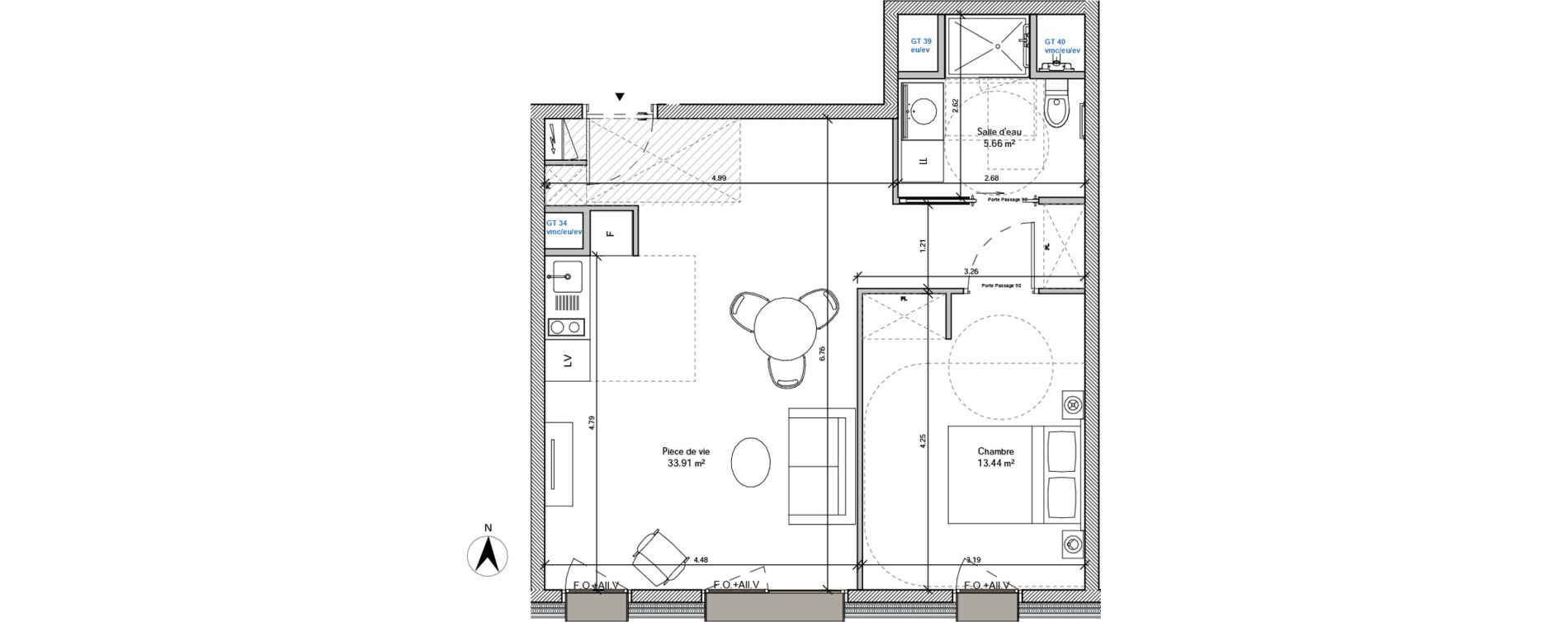 Appartement T2 de 53,01 m2 &agrave; Avignon La pionne