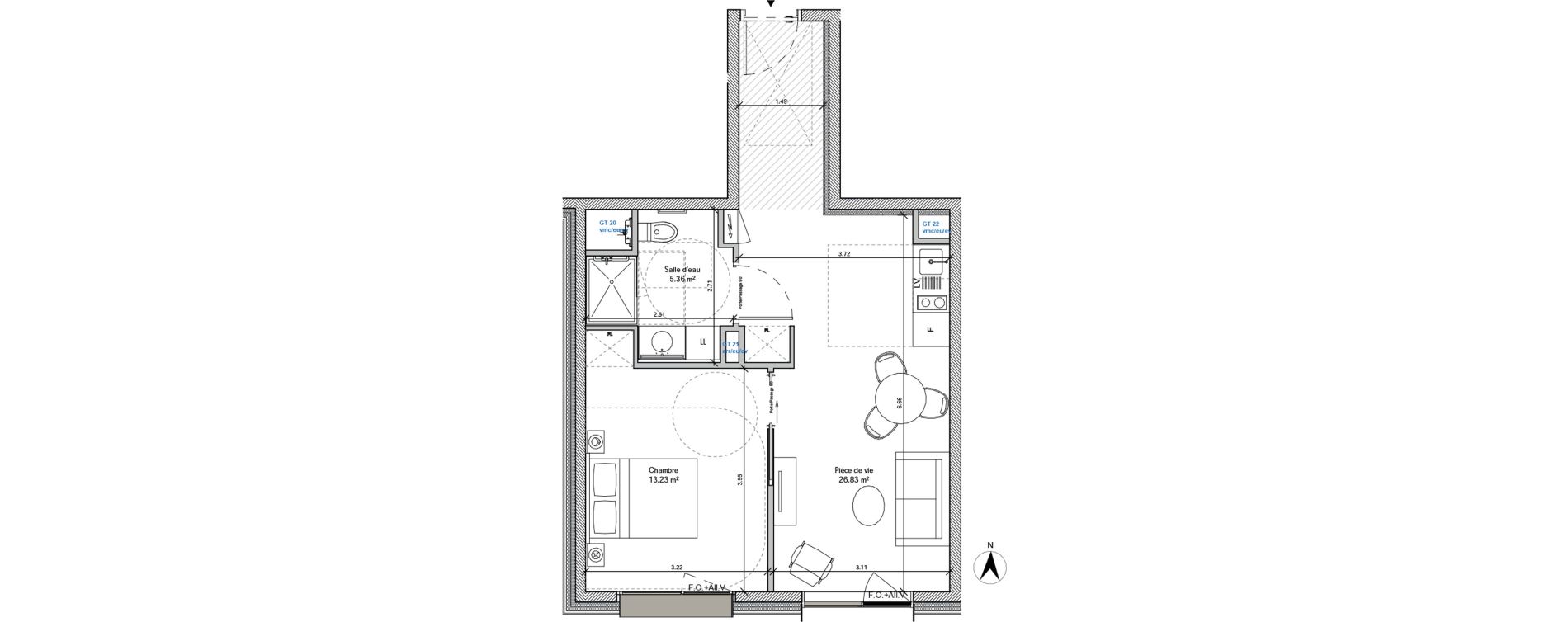 Appartement T2 de 45,42 m2 &agrave; Avignon La pionne