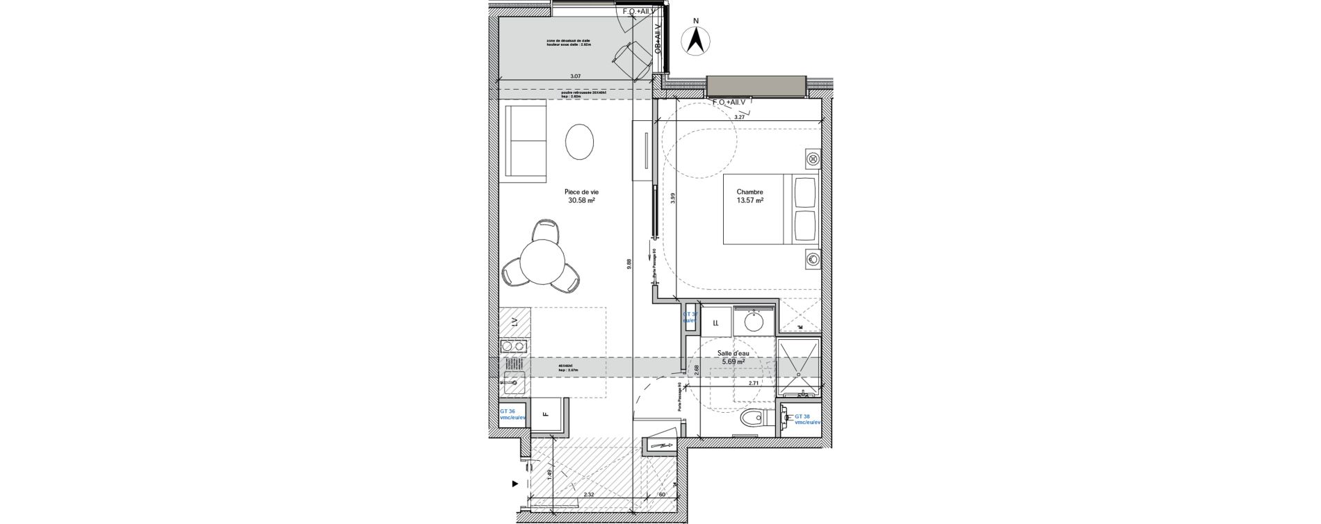 Appartement T2 de 49,84 m2 &agrave; Avignon La pionne