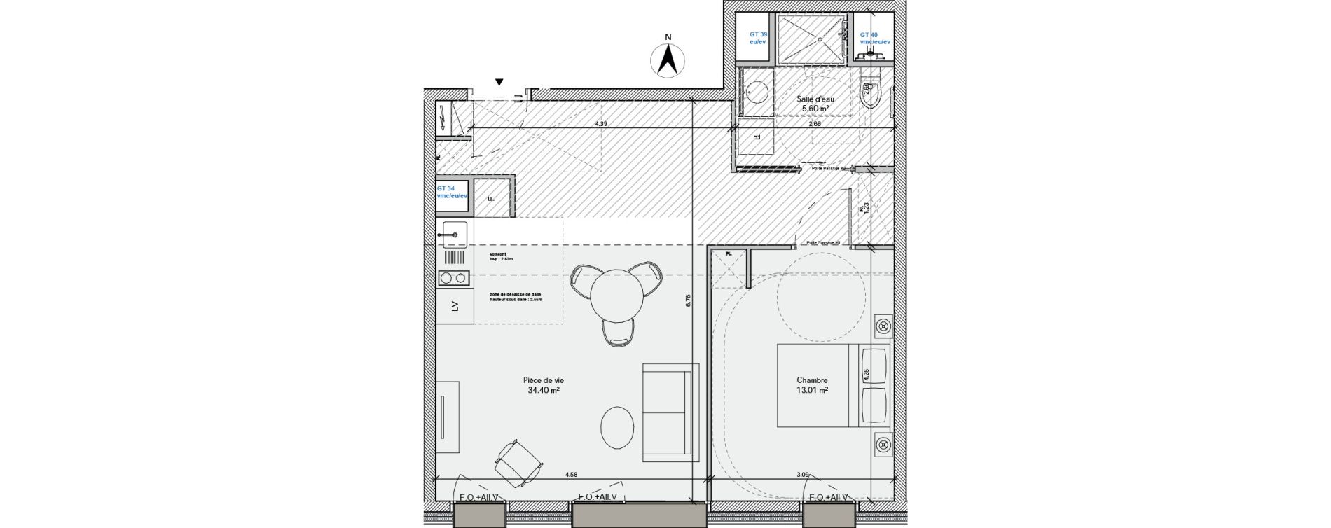 Appartement T2 de 53,01 m2 &agrave; Avignon La pionne