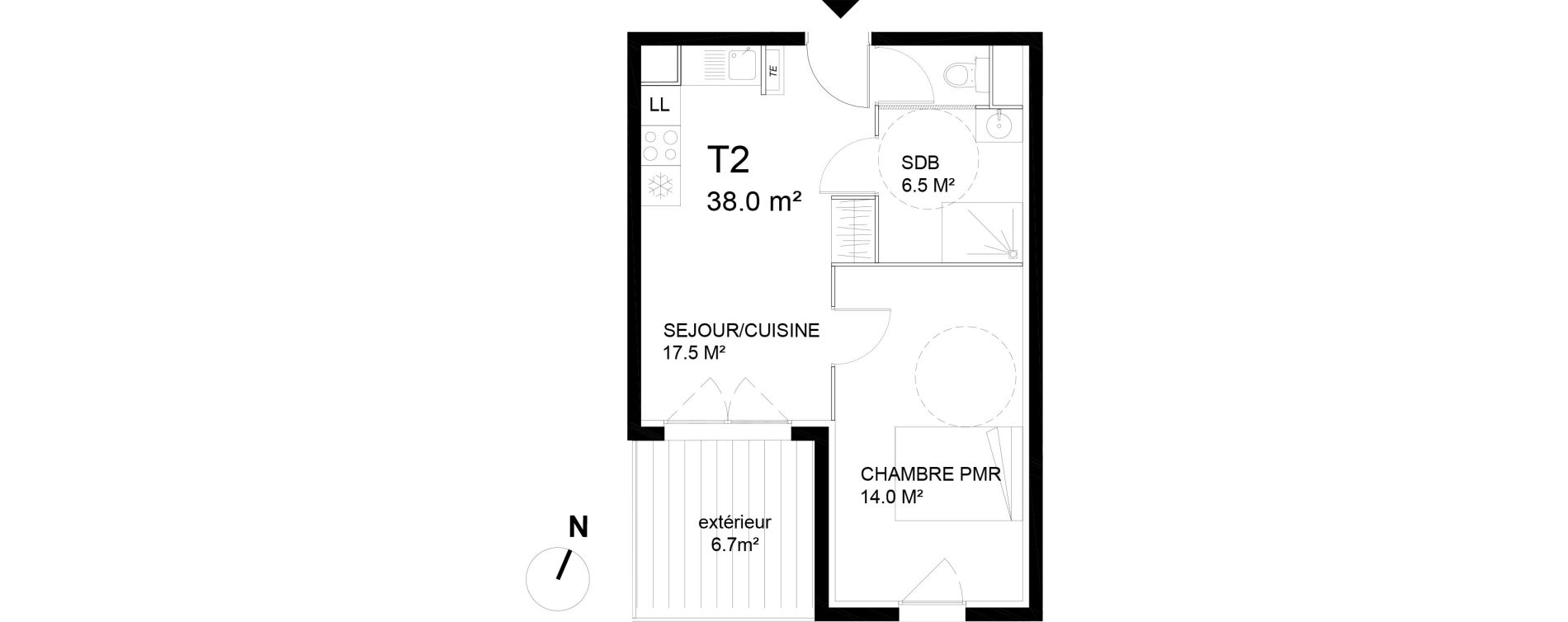 Appartement T2 de 38,00 m2 &agrave; Avignon Rocade sud