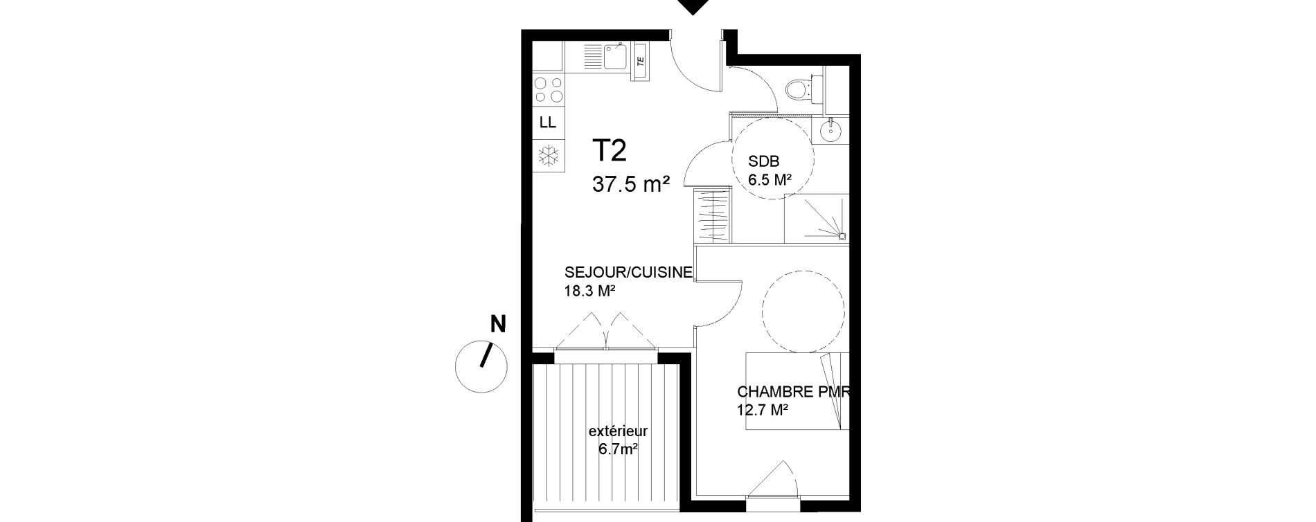 Appartement T2 de 37,50 m2 &agrave; Avignon Rocade sud