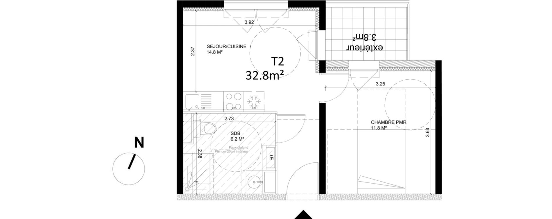  Appartement  T2 de 32  80m2 RDC N Oxyg ne Avignon ref 080