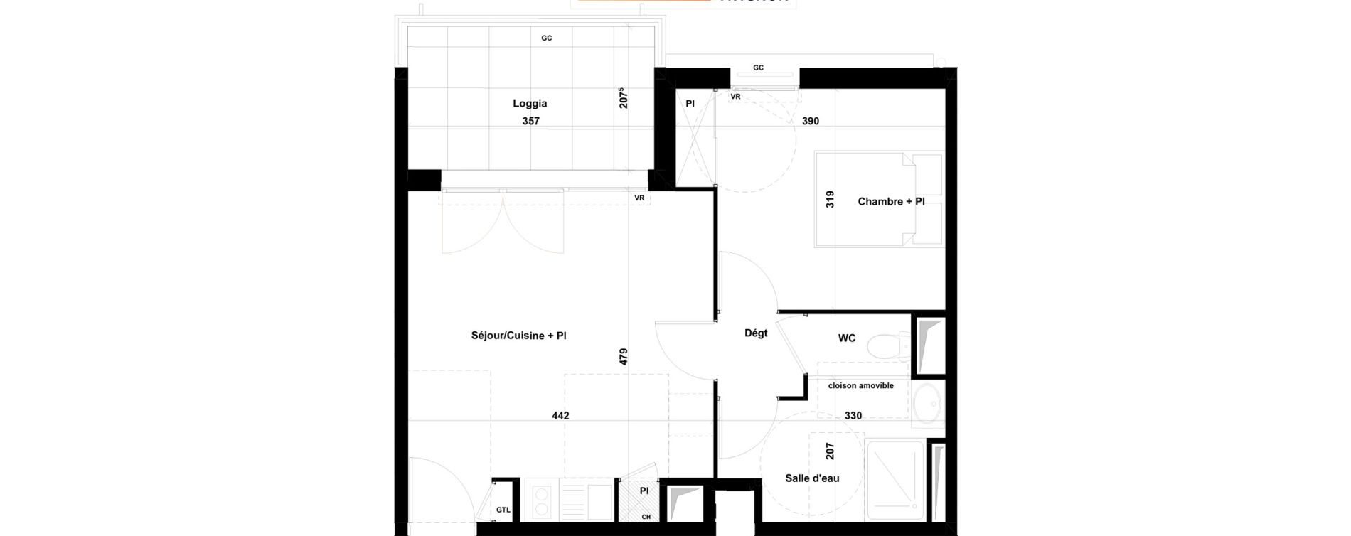 Appartement T2 de 40,40 m2 &agrave; Avignon Bonaventure