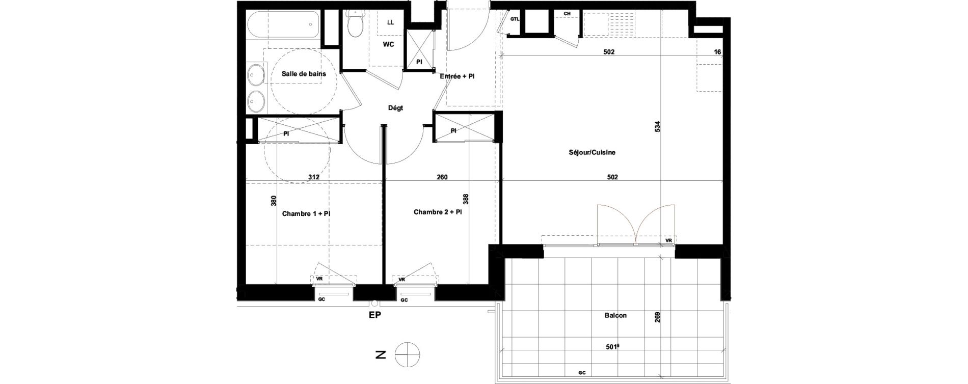 Appartement T3 de 59,72 m2 &agrave; Avignon Bonaventure