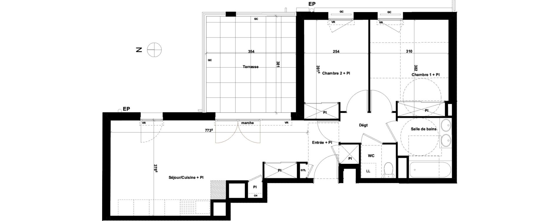 Appartement T3 de 58,37 m2 &agrave; Avignon Bonaventure