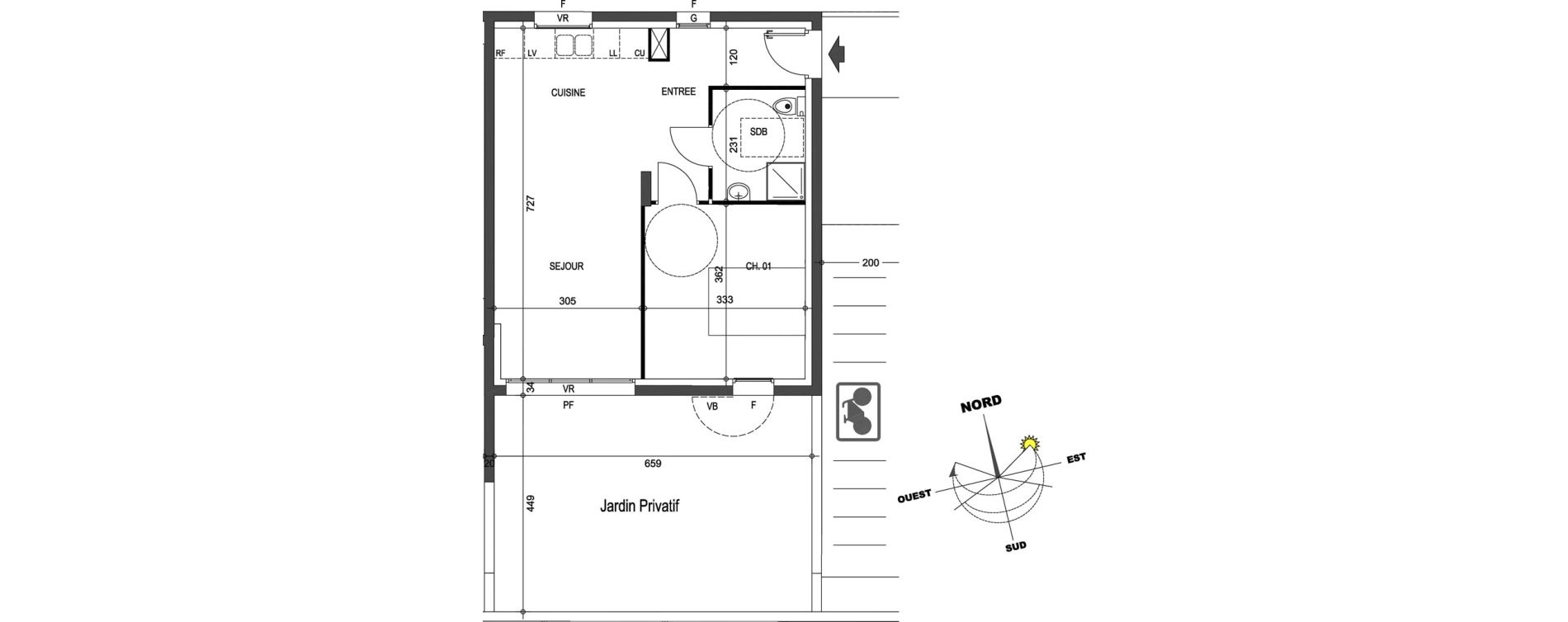 Appartement T2 de 45,19 m2 &agrave; B&eacute;darrides Centre