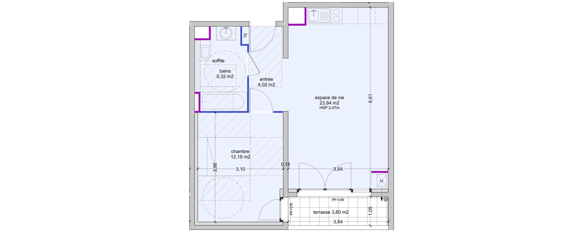 Appartement T2 de 45,37 m2 à Carpentras Centre