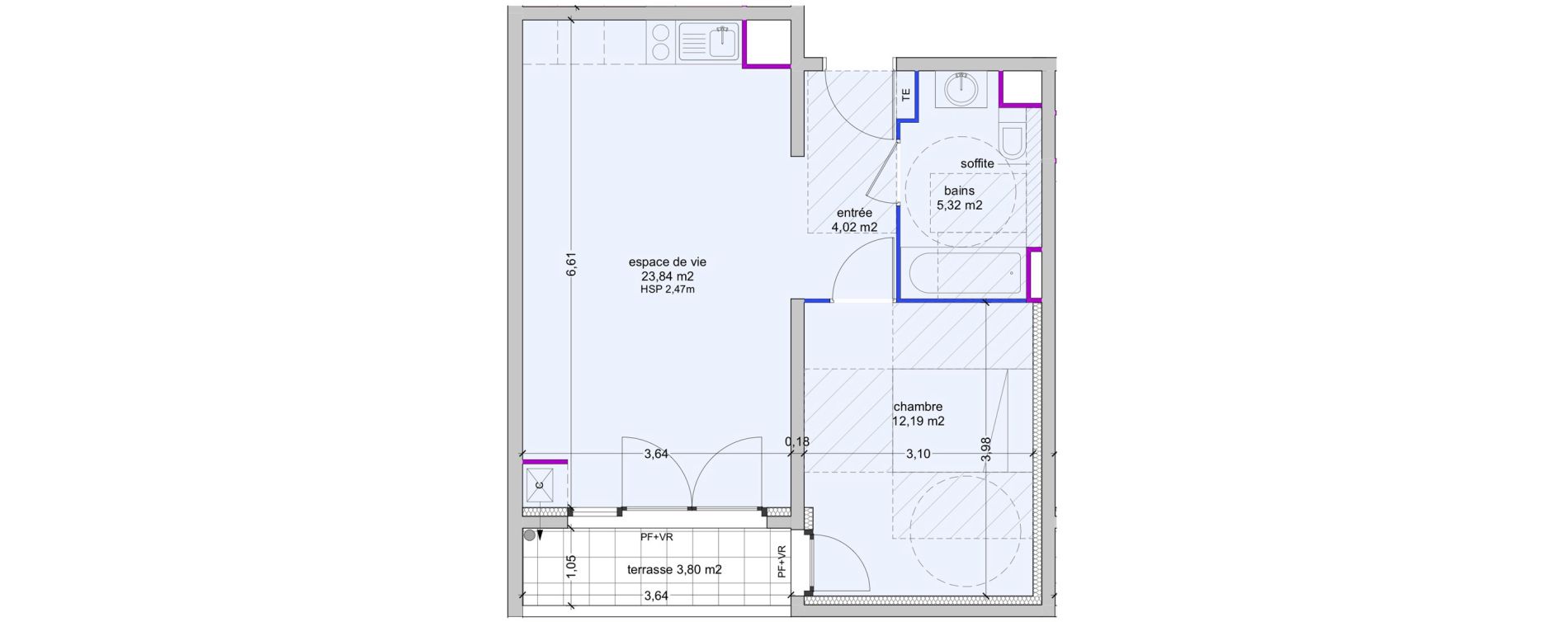 Appartement T2 de 45,37 m2 &agrave; Carpentras Centre