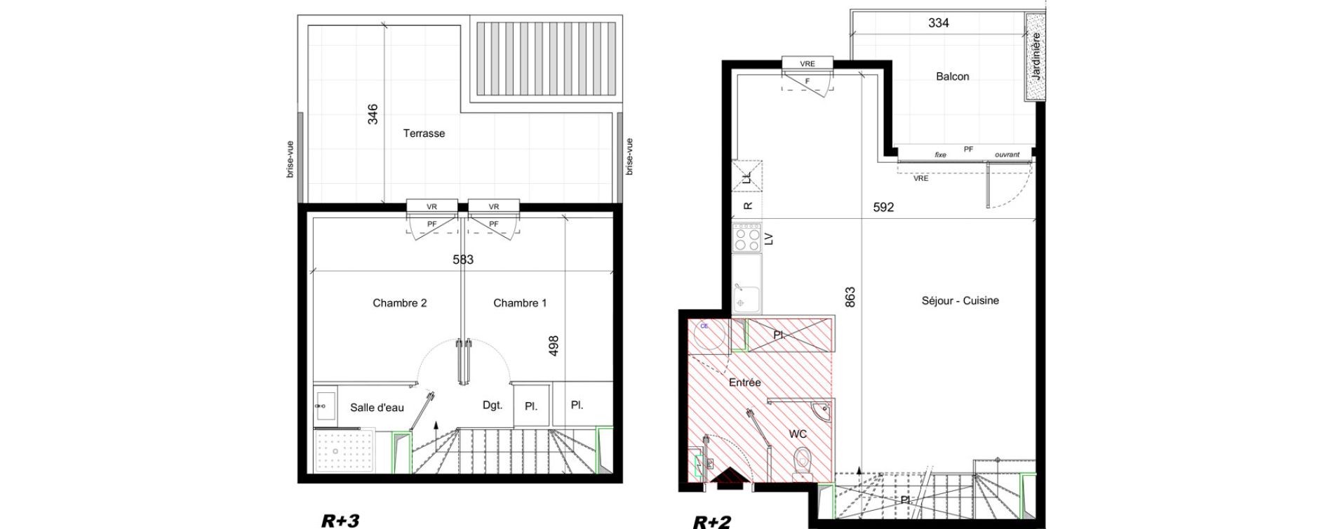 Duplex T3 de 68,90 m2 &agrave; Cavaillon Hautes ferailles