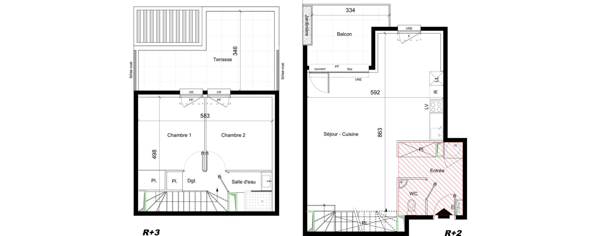 Duplex T3 de 68,90 m2 &agrave; Cavaillon Hautes ferailles