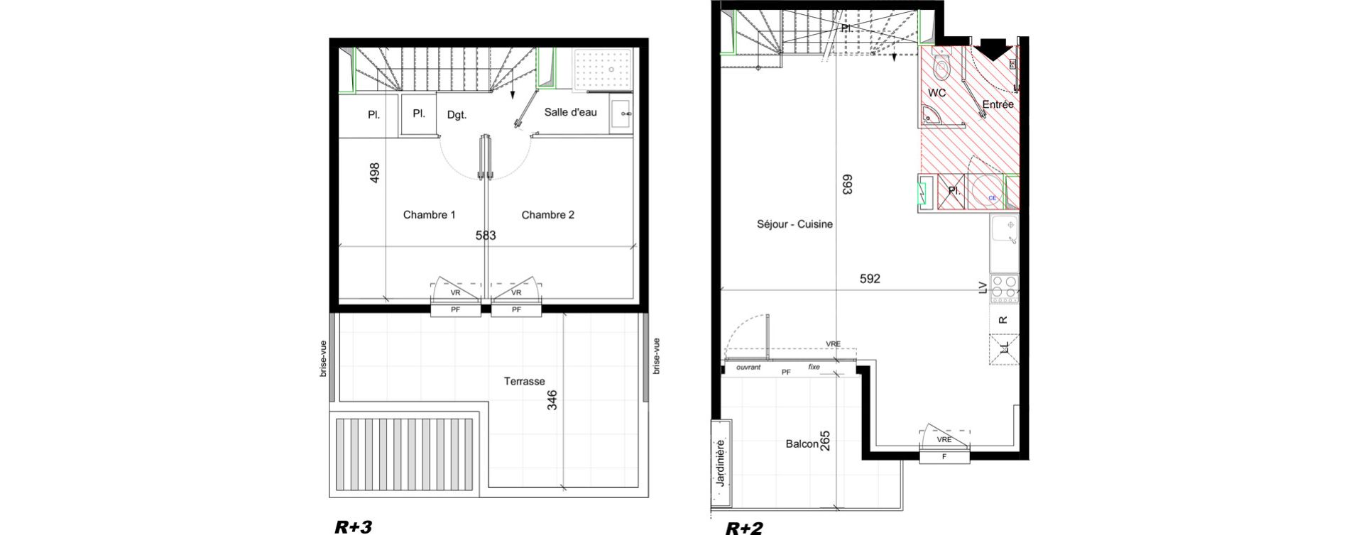 Duplex T3 de 66,12 m2 &agrave; Cavaillon Hautes ferailles