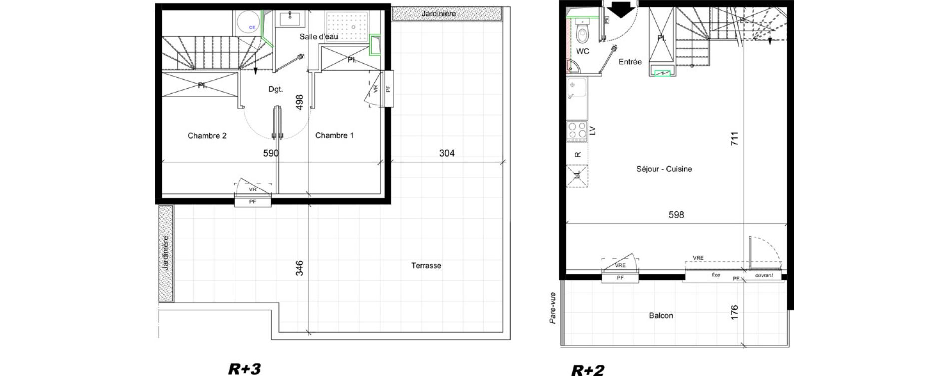 Duplex T3 de 62,90 m2 &agrave; Cavaillon Hautes ferailles