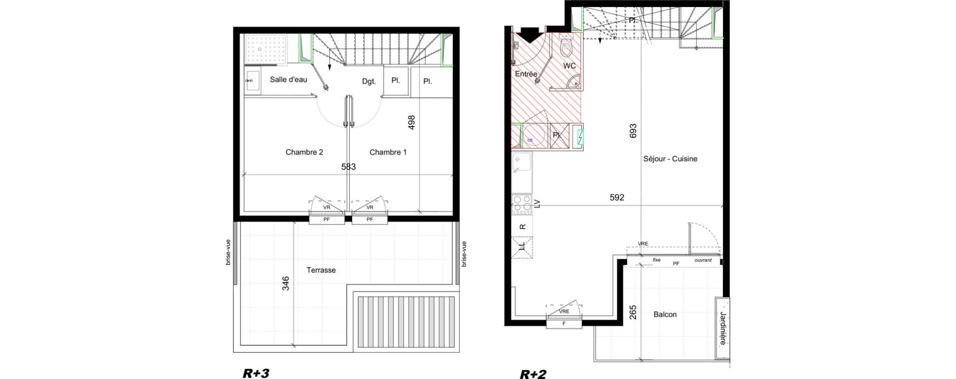 Duplex T3 de 66,12 m2 &agrave; Cavaillon Hautes ferailles