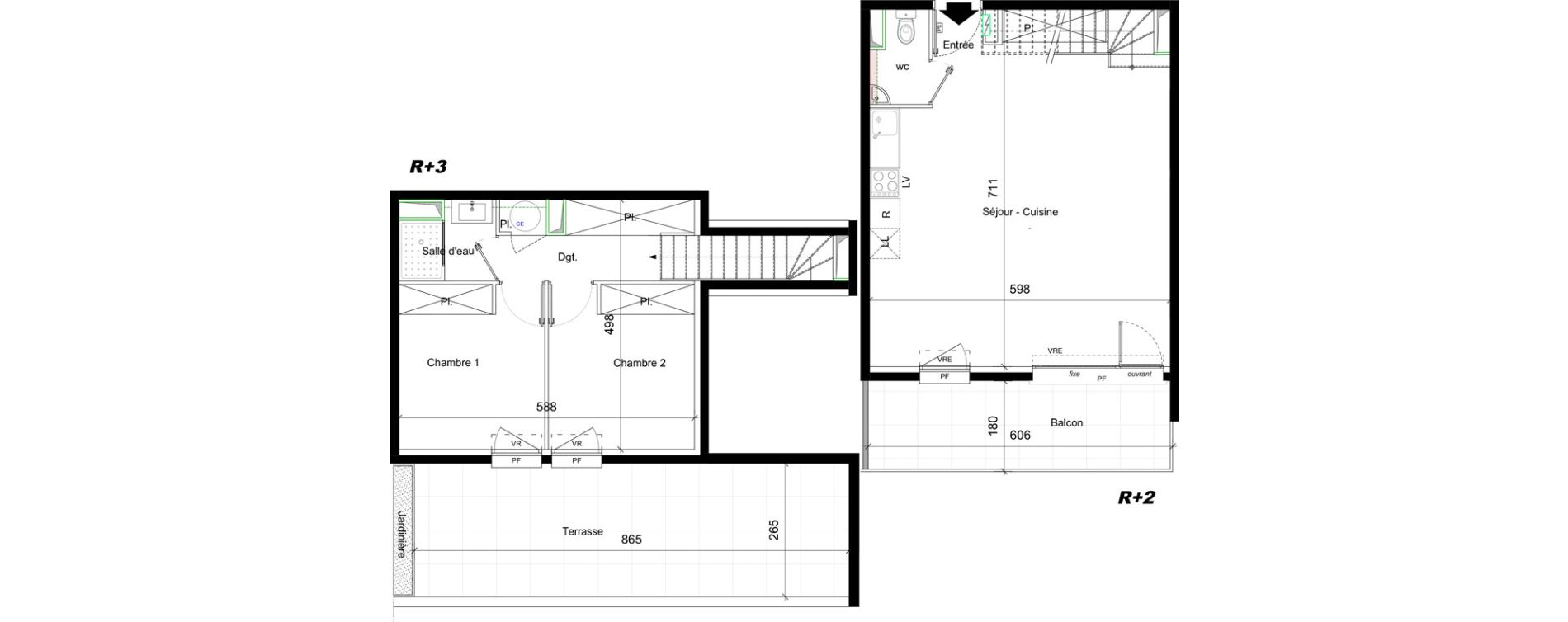 Duplex T3 de 67,49 m2 &agrave; Cavaillon Hautes ferailles