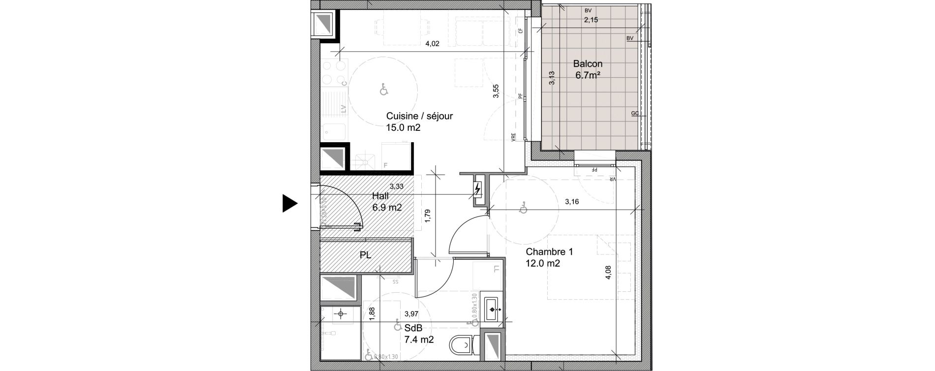 Appartement T2 de 41,30 m2 &agrave; Cavaillon Les jardins