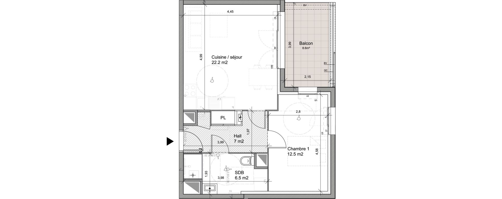 Appartement T2 de 48,20 m2 &agrave; Cavaillon Les jardins
