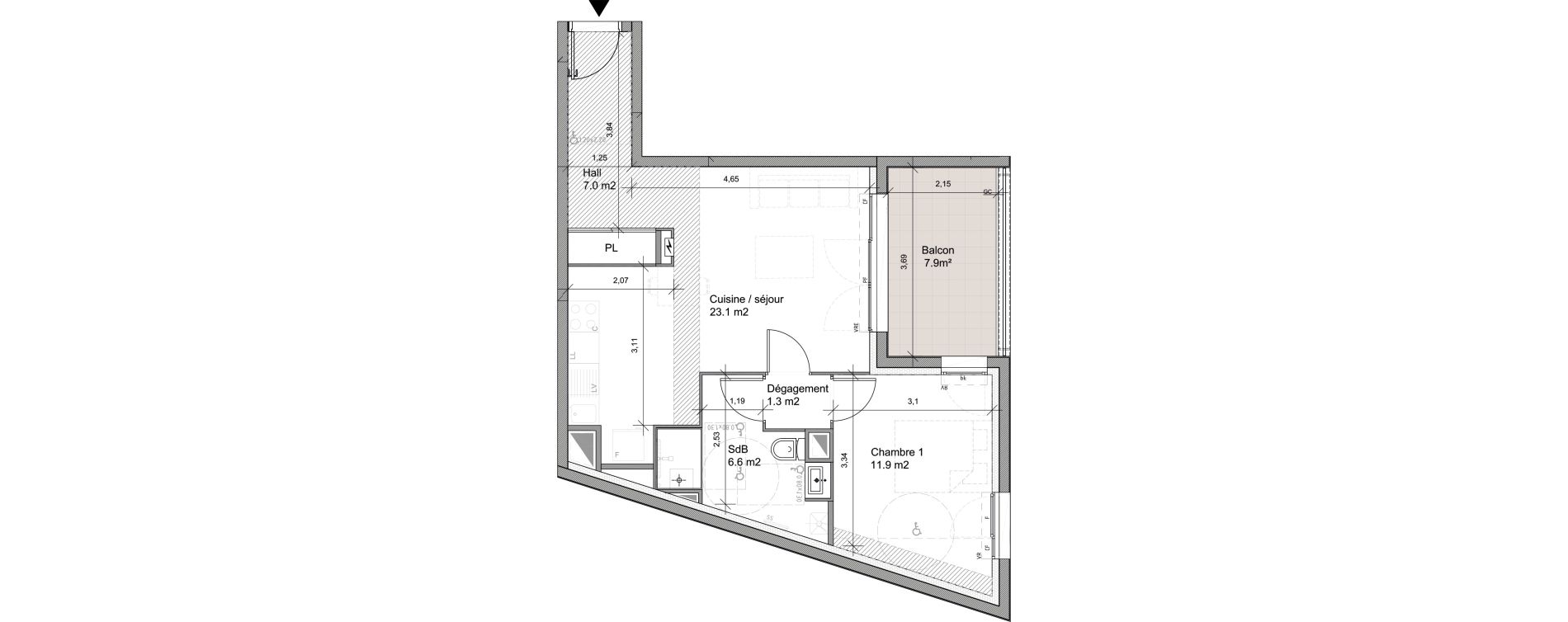 Appartement T2 de 49,90 m2 &agrave; Cavaillon Les jardins