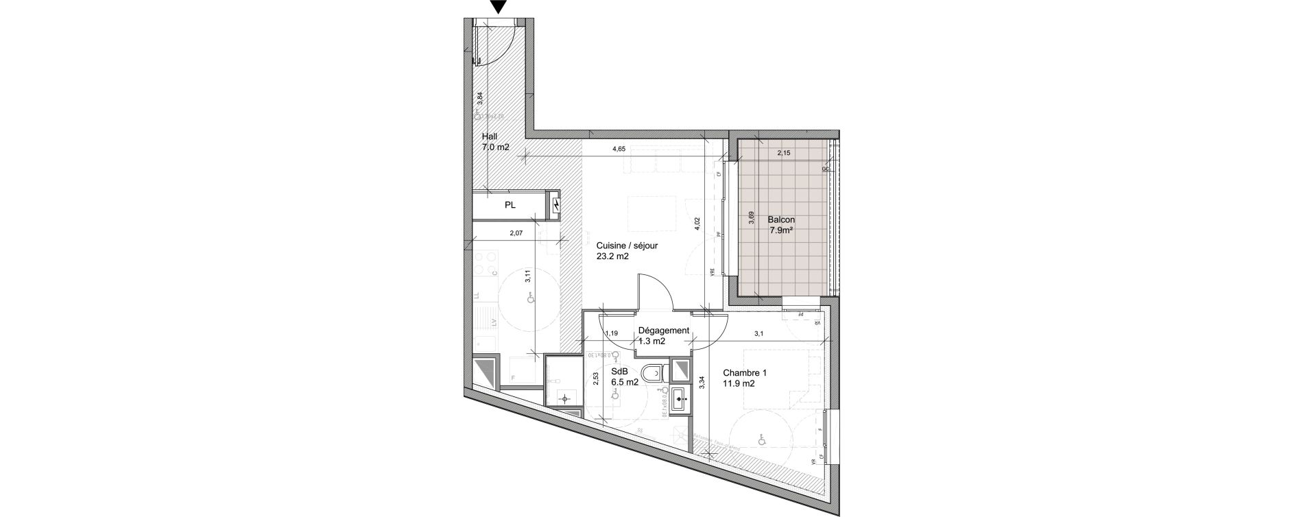 Appartement T2 de 49,90 m2 &agrave; Cavaillon Les jardins