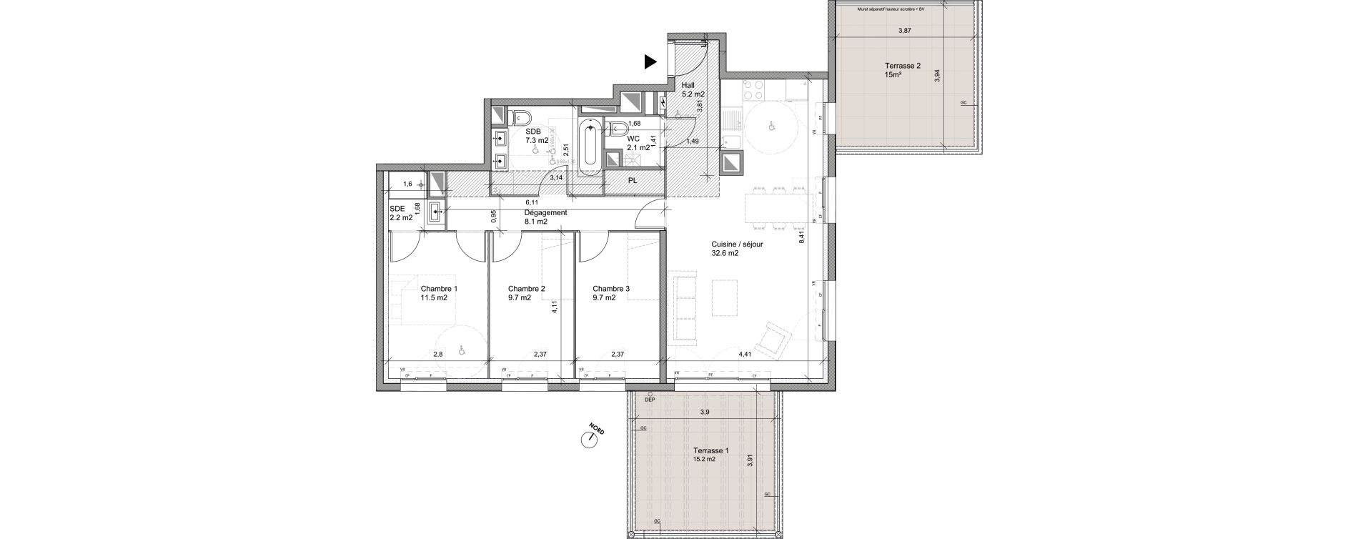 Appartement T4 de 88,40 m2 &agrave; Cavaillon Les jardins