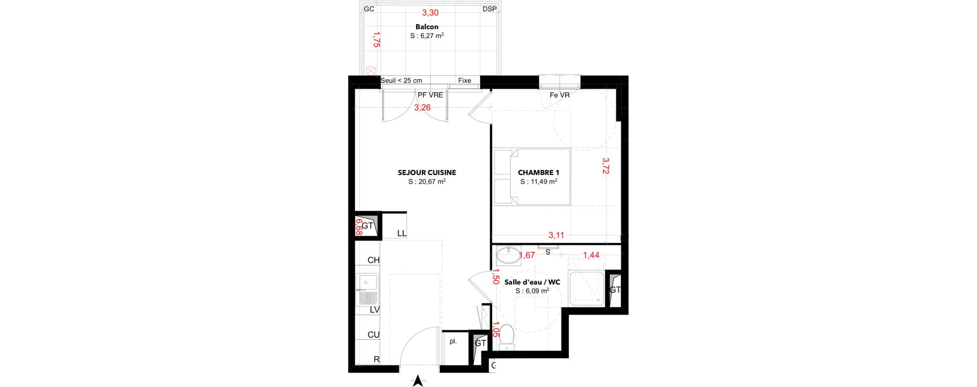 Appartement T2 de 38,25 m2 &agrave; Cavaillon Les jardins