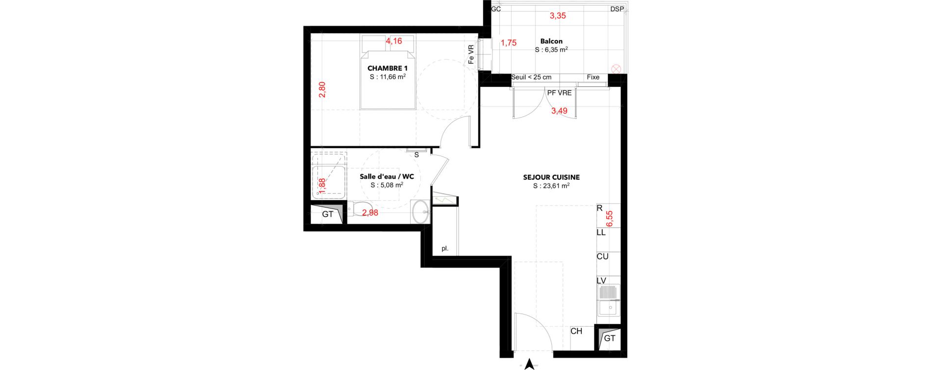 Appartement T2 de 40,35 m2 &agrave; Cavaillon Les jardins