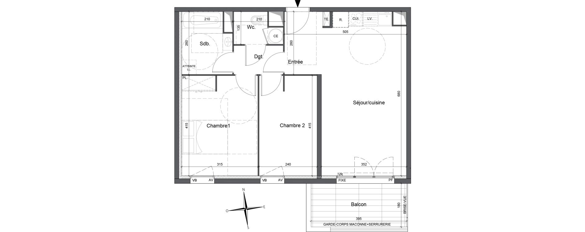 Appartement T3 de 60,80 m2 &agrave; Cavaillon Vign&egrave;res - saint-jacques
