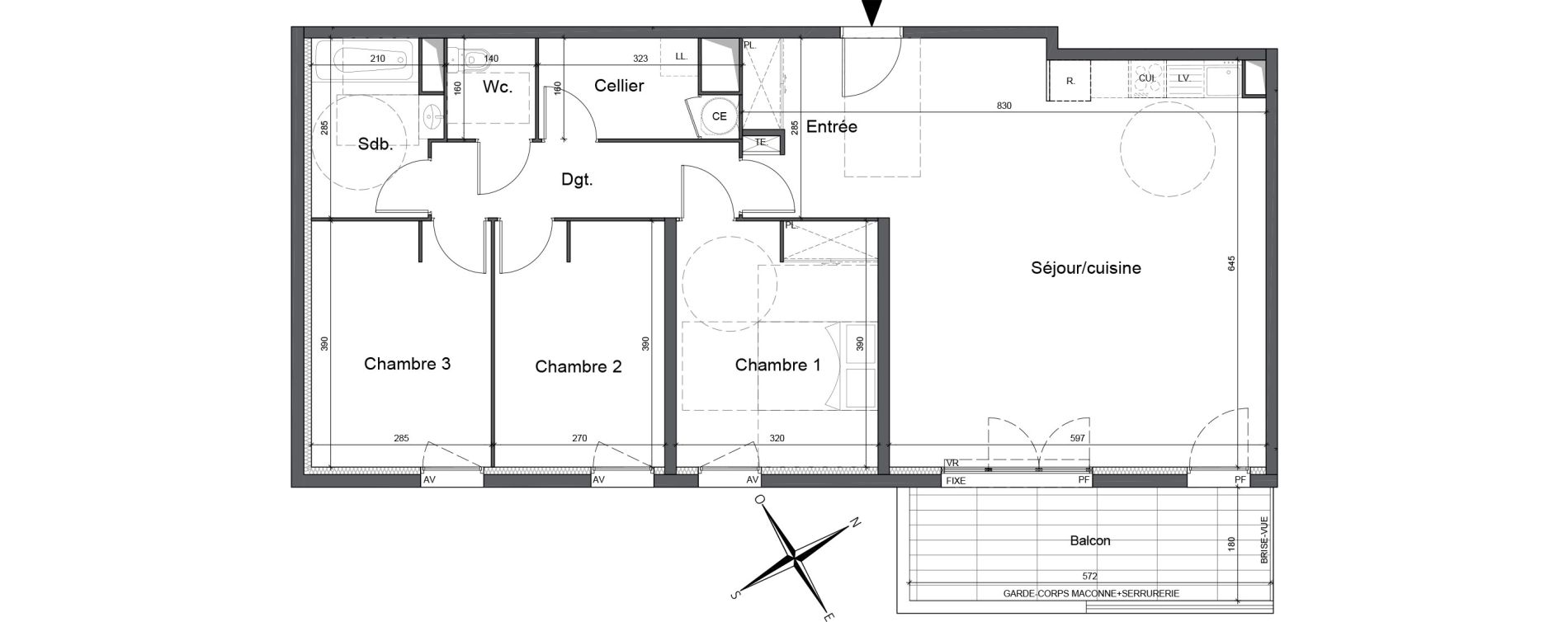 Appartement T4 de 97,46 m2 &agrave; Cavaillon Vign&egrave;res - saint-jacques