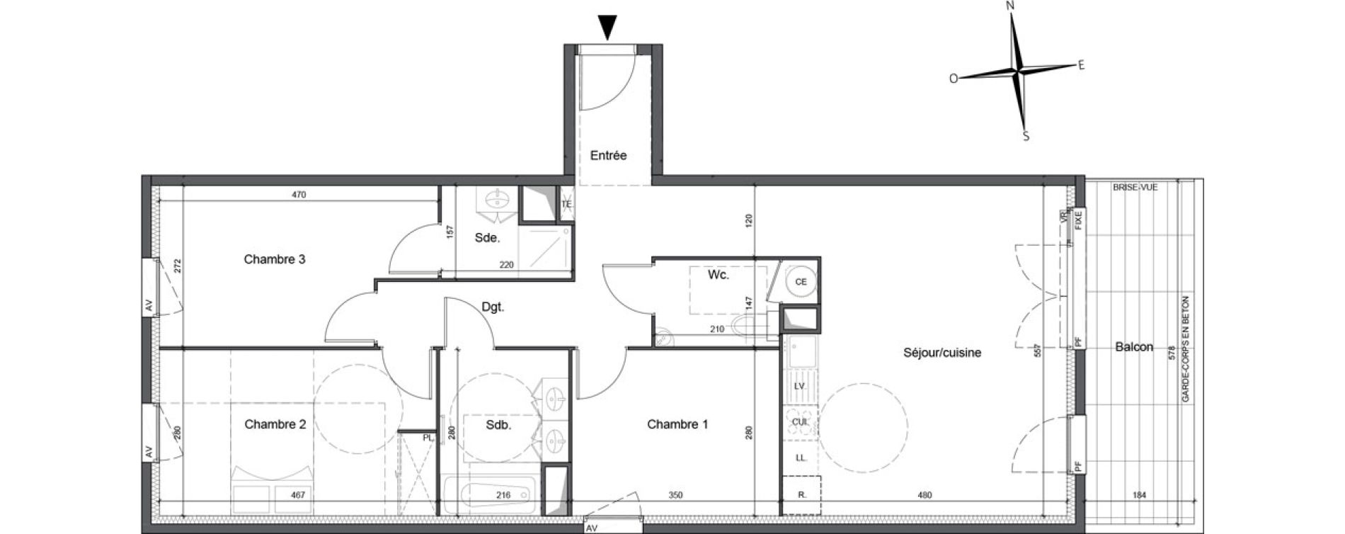 Appartement T4 de 85,05 m2 &agrave; Cavaillon Vign&egrave;res - saint-jacques