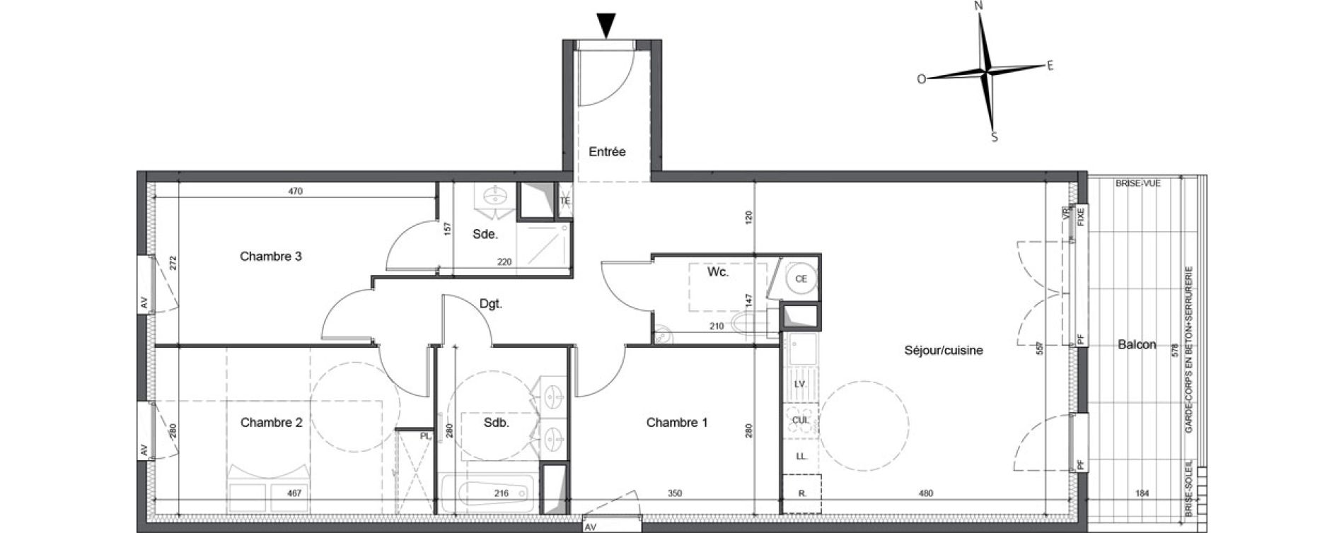 Appartement T4 de 85,07 m2 &agrave; Cavaillon Vign&egrave;res - saint-jacques