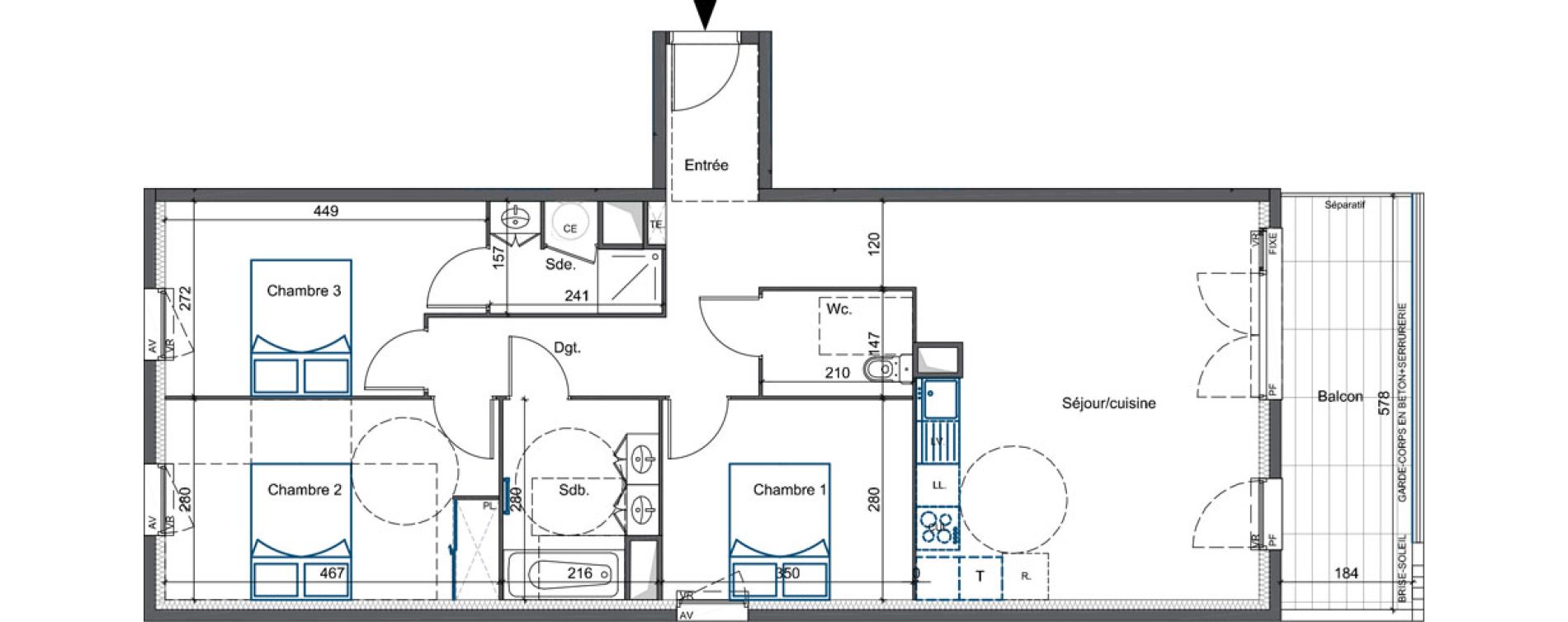 Appartement T4 de 85,08 m2 &agrave; Cavaillon Vign&egrave;res - saint-jacques