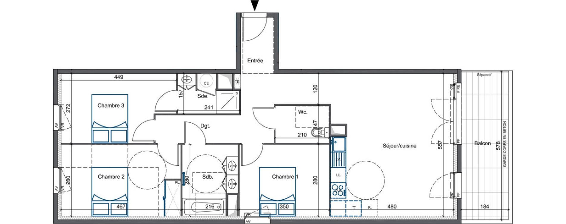 Appartement T4 de 85,08 m2 &agrave; Cavaillon Vign&egrave;res - saint-jacques