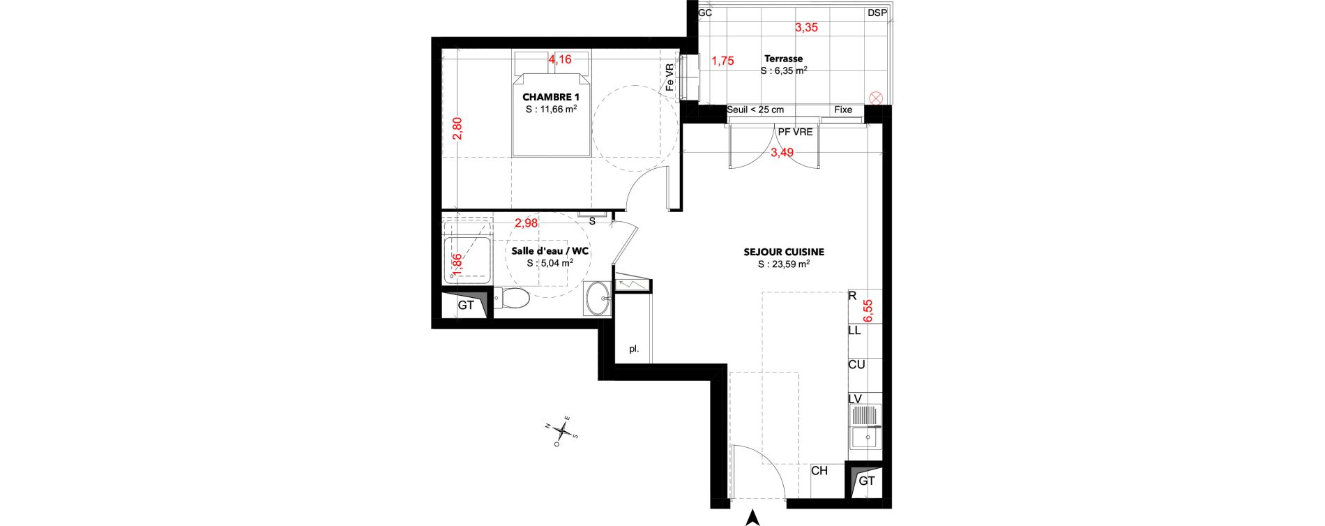 Appartement T2 de 40,29 m2 &agrave; Cavaillon Les jardins