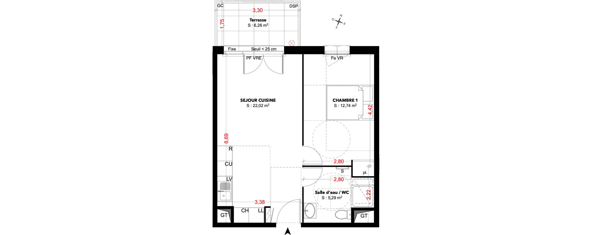 Appartement T2 de 40,05 m2 &agrave; Cavaillon Les jardins