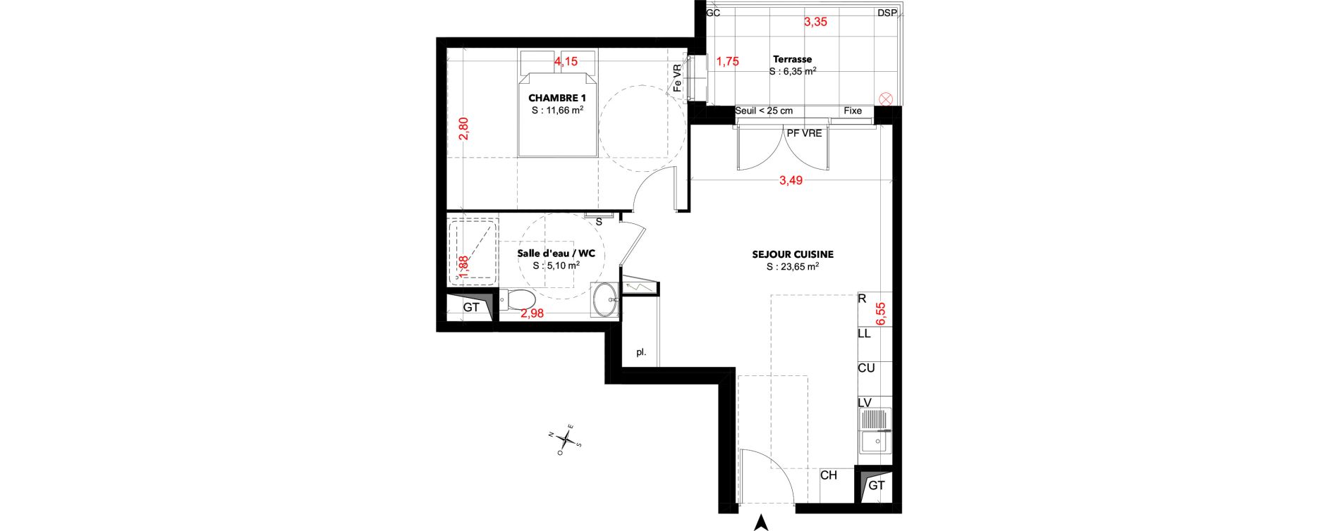 Appartement T2 de 40,41 m2 &agrave; Cavaillon Les jardins