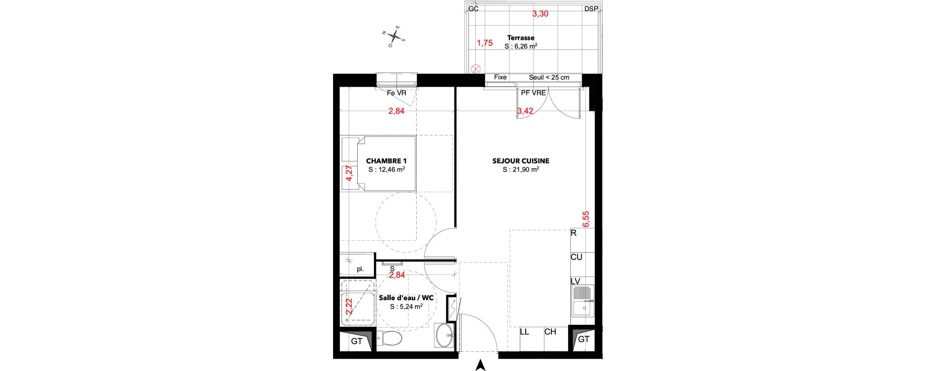 Appartement T2 de 39,60 m2 &agrave; Cavaillon Les jardins