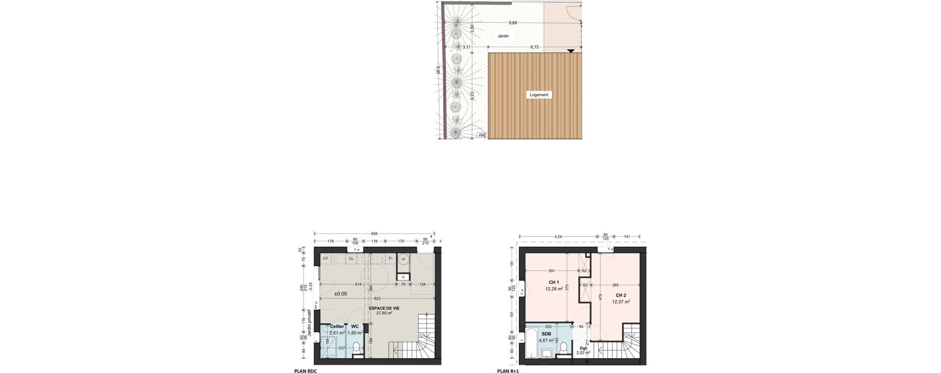 Duplex T3 de 63,61 m2 au Pontet Centre