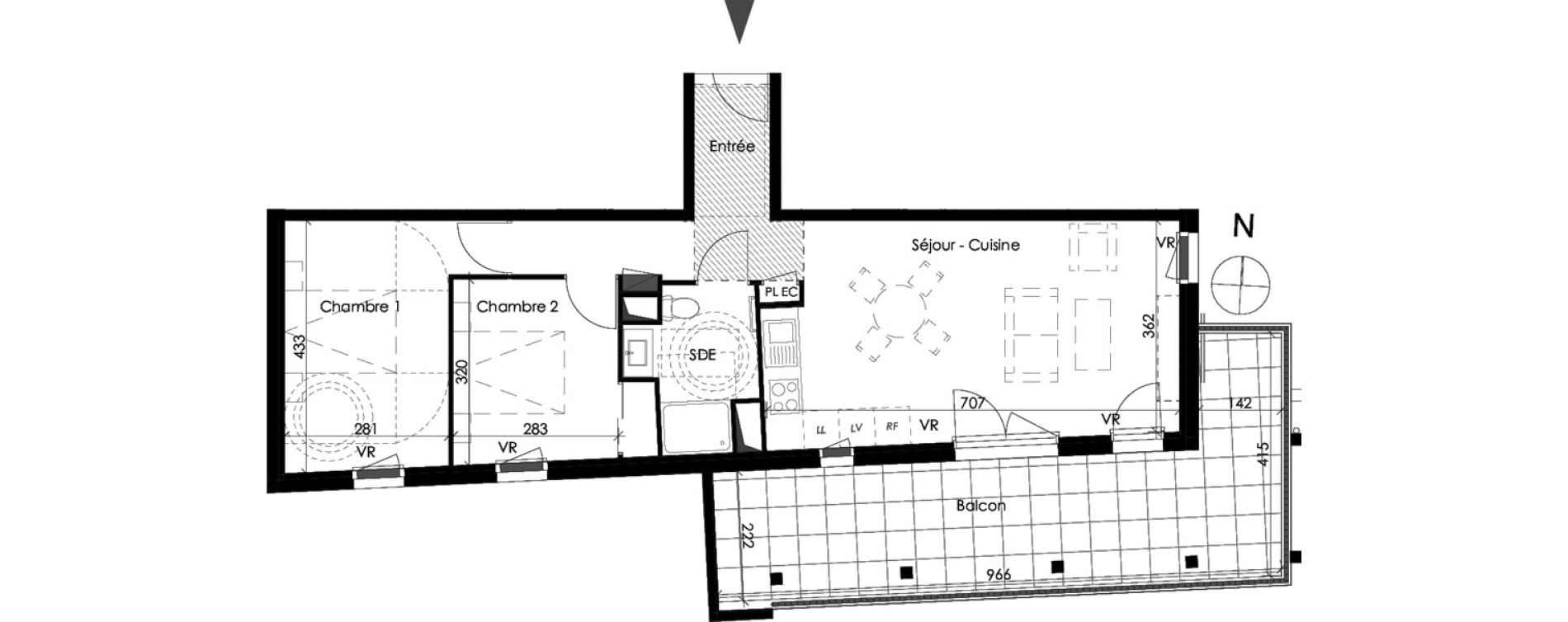 Appartement T3 de 61,66 m2 au Pontet Centre