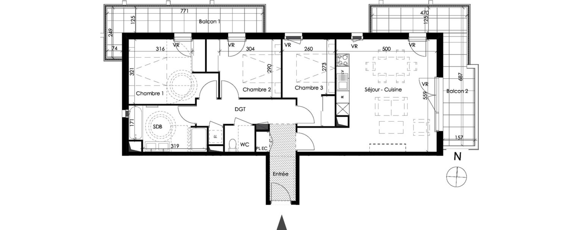 Appartement T4 de 85,07 m2 au Pontet Centre