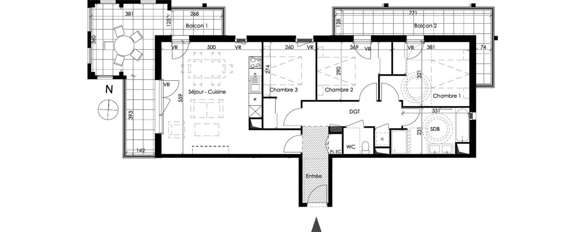 Appartement T4 de 85,07 m2 au Pontet Centre