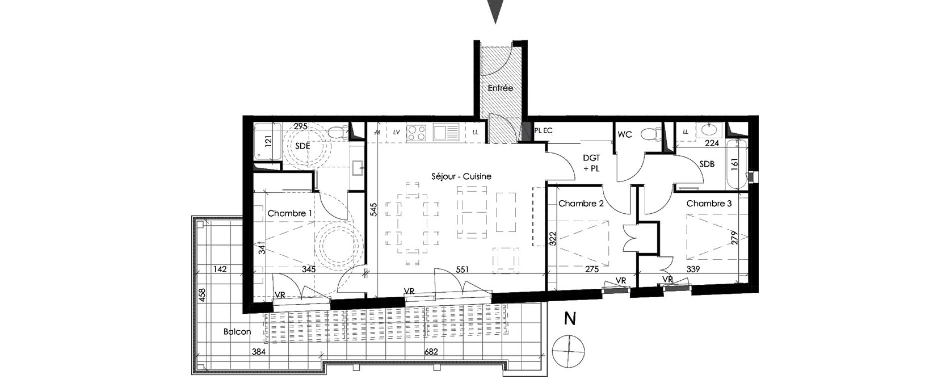 Appartement T4 de 80,27 m2 au Pontet Centre