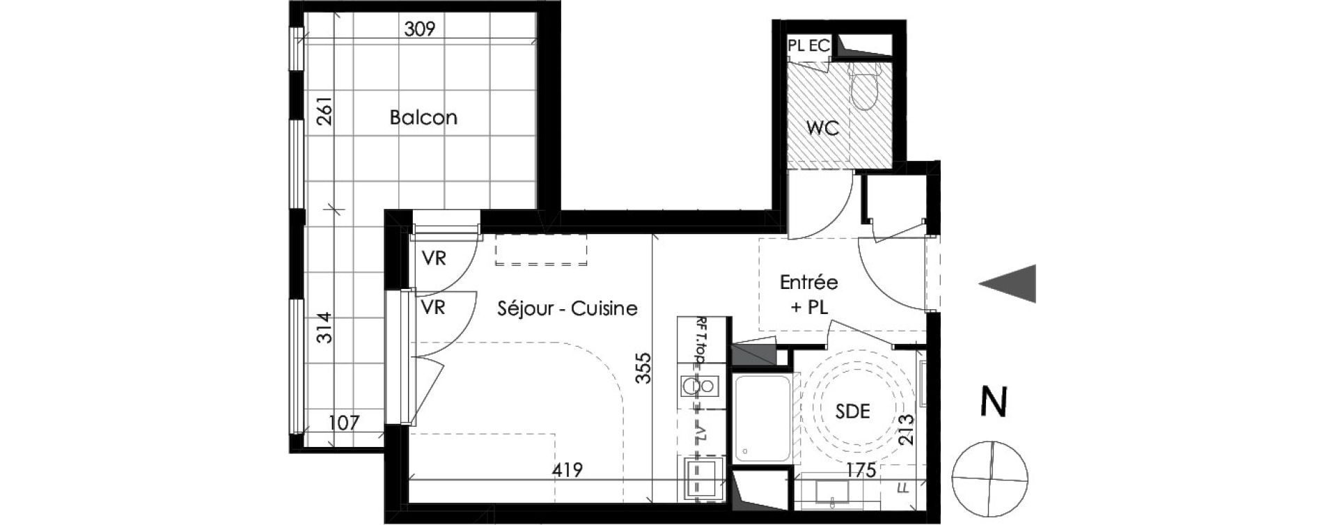 Appartement T1 de 27,00 m2 au Pontet Centre