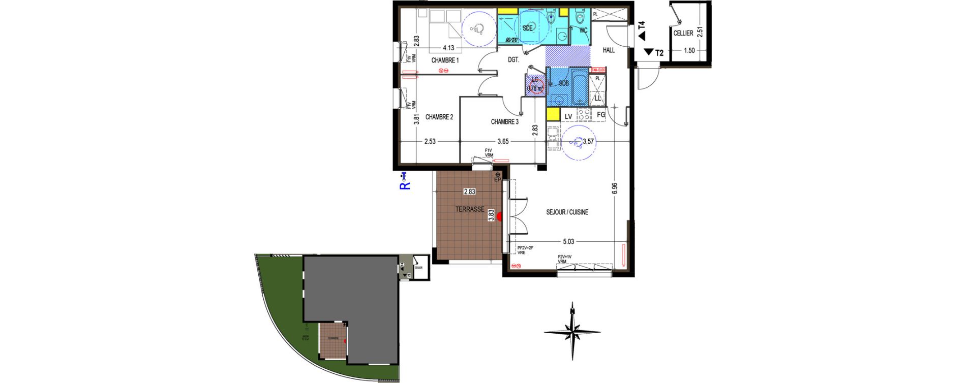 Appartement T4 de 85,79 m2 au Pontet Centre