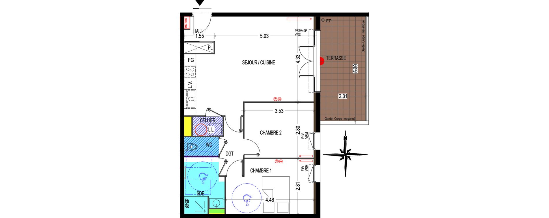 Appartement T3 de 63,85 m2 au Pontet Centre