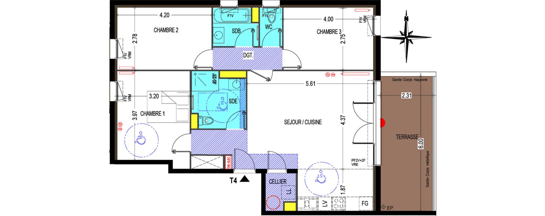 Appartement T4 de 86,52 m2 au Pontet Centre