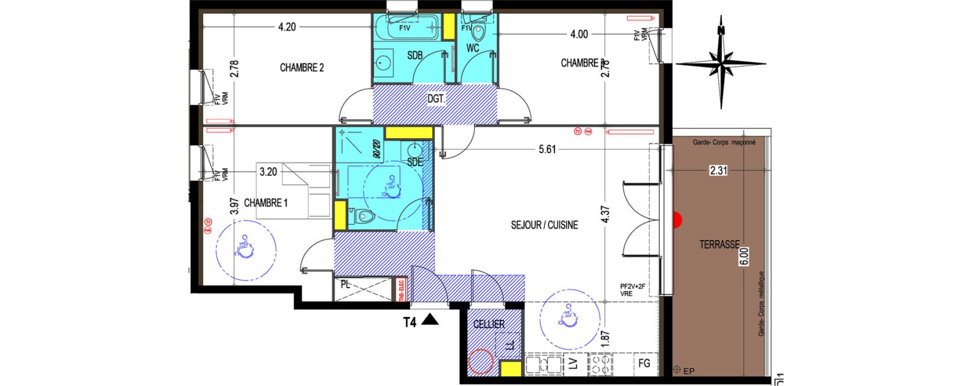 Appartement T4 de 86,52 m2 au Pontet Centre