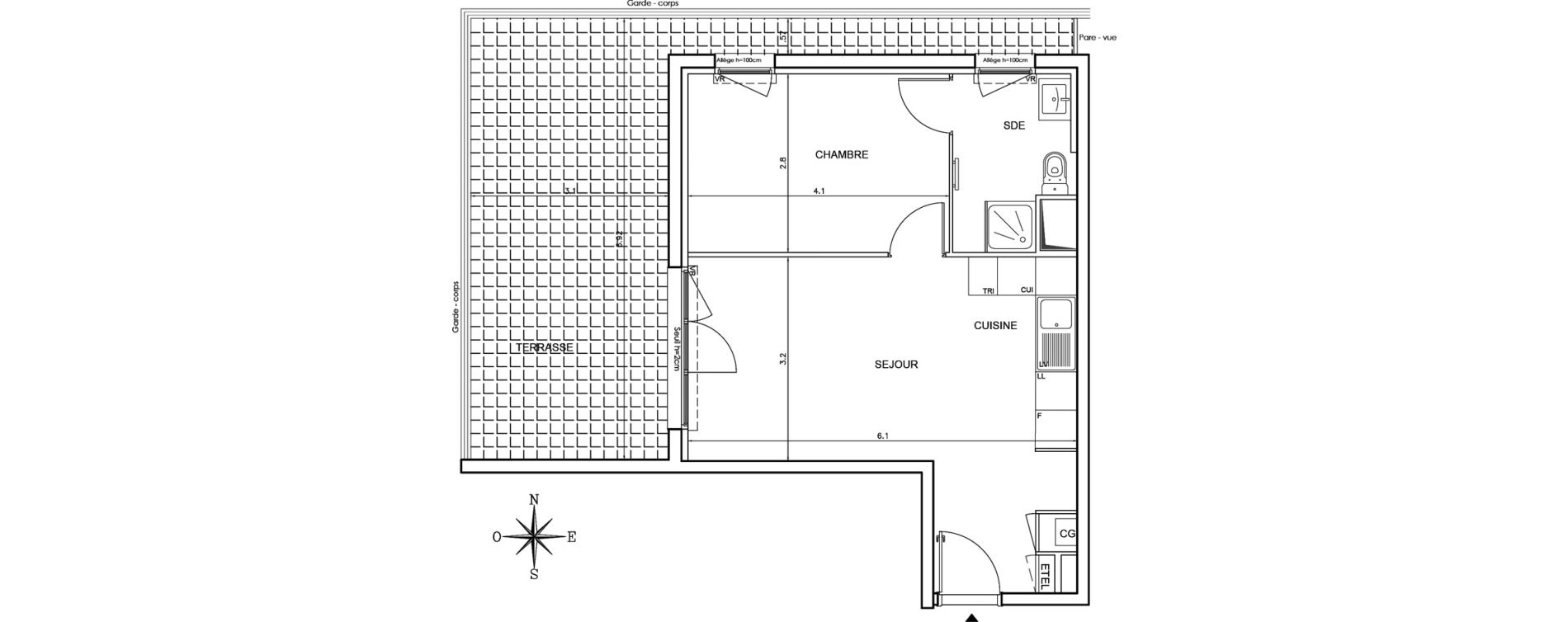 Appartement T2 de 39,97 m2 au Pontet Centre