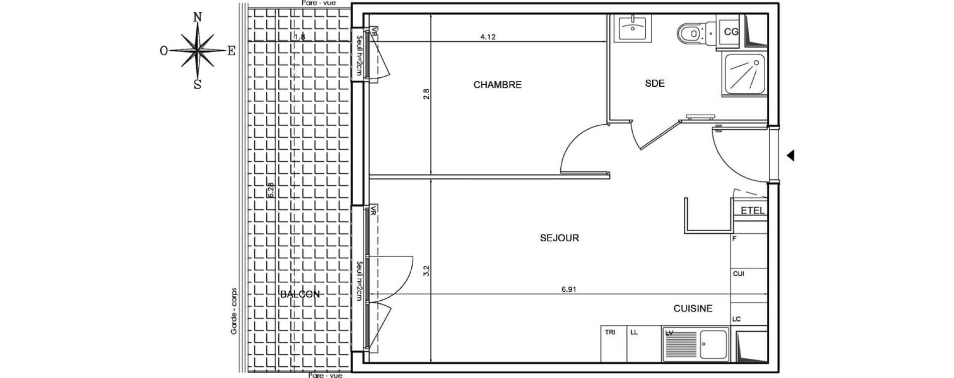 Appartement T2 de 40,00 m2 au Pontet Centre