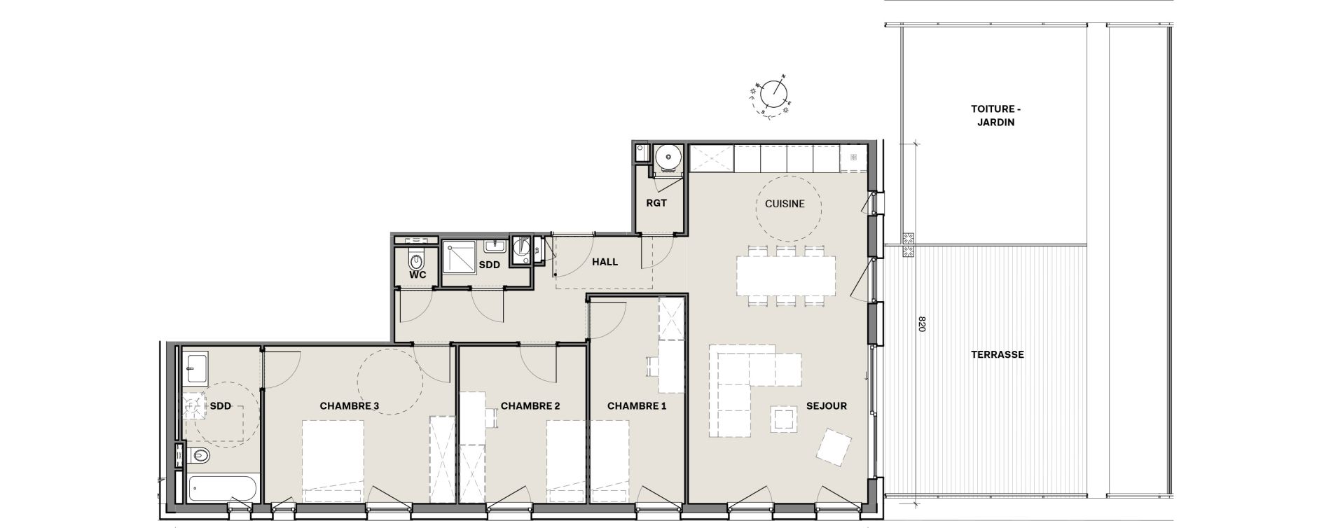 Appartement T4 de 91,30 m2 &agrave; Monteux Centre