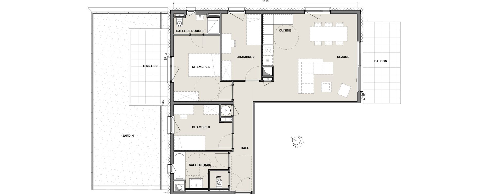 Appartement T4 de 80,10 m2 &agrave; Monteux Centre